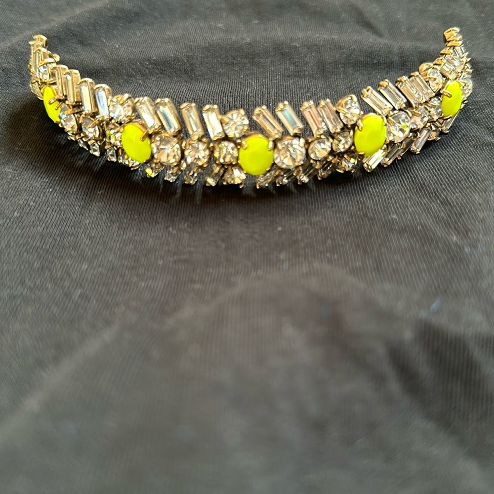 Jcrew neon yellow and crystal bracelet
